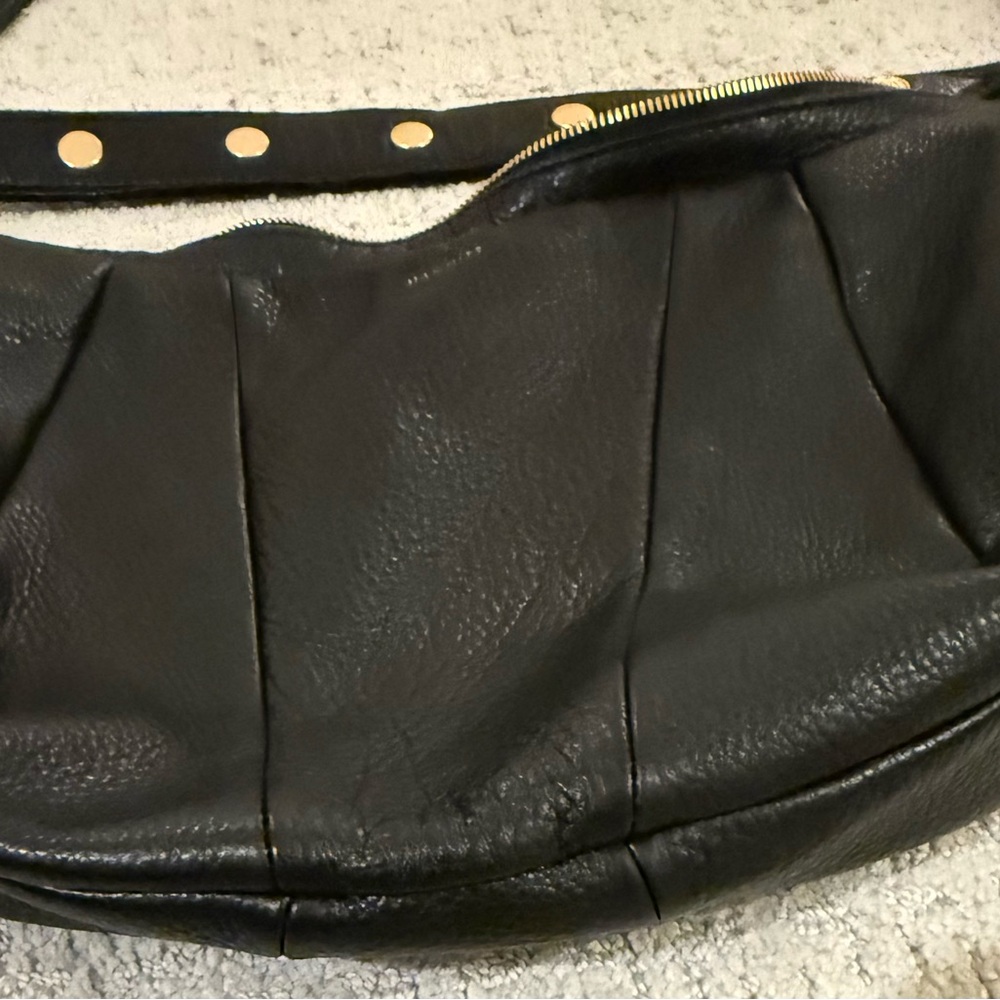 Hammitt Black Morgan Leather Shoulder Bag with Gold Studs - Picture 7 of 11